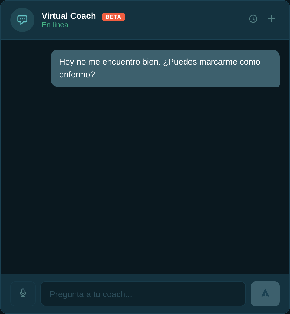 Chat integrado del Virtual Coach