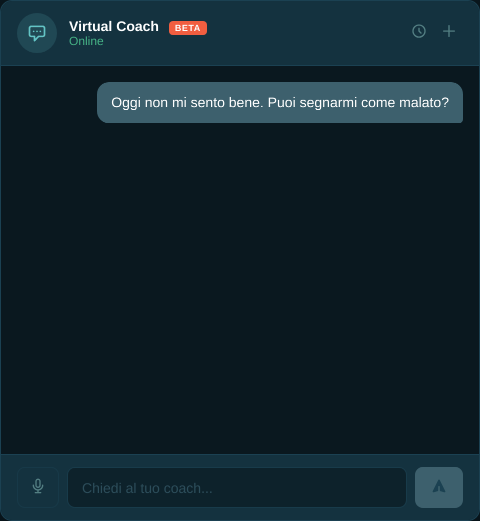 Chat in-app del Virtual Coach